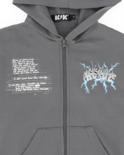 ACDC - FELPA GRIGIA FULL ZIP CON CAPPUCCIO PER RAGAZZI 10-14 ANNI