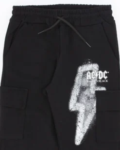 ACDC - PANTALONE TUTA CARGO NERI DA RAGAZZO 10-14 ANNI