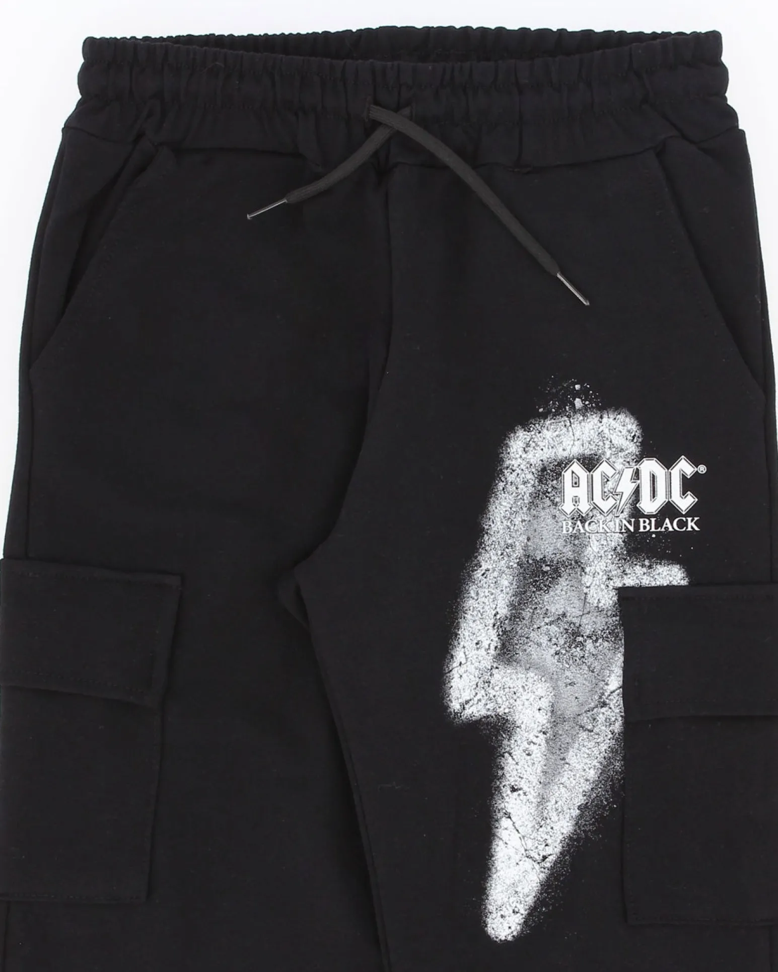 ACDC - PANTALONE TUTA CARGO NERI DA RAGAZZO 10-14 ANNI