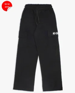 ACDC - PANTALONE  TUTA NERO CON TASCONI WIDE LEG PER RAGAZZA