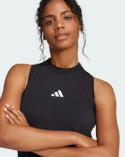 ADIDAS - VESTITINO SMANICATO 3 RIGHE ESSENZIALI NERO DA DONNA - JE1208
