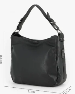 ALEX & CO - Borsa un manico nera con tasca posteriore e due tasche laterali, tracolla removibile - VERA PELLE -