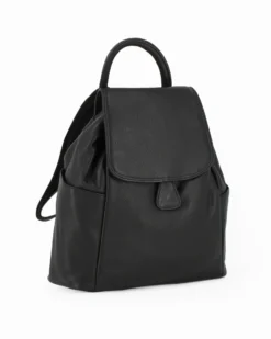 ALEX & CO - Zaino nero in VERA PELLE con coulisse e patta