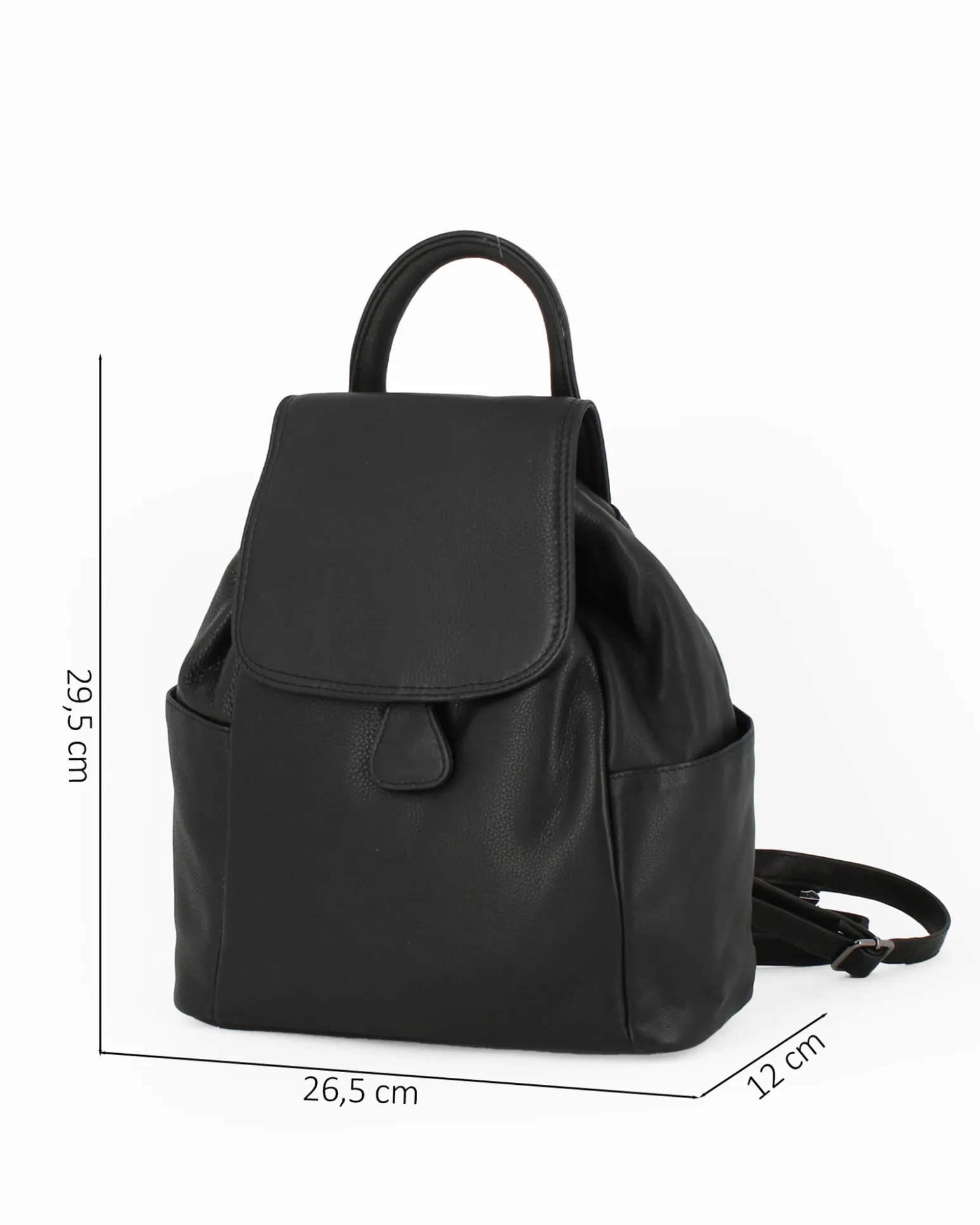 ALEX & CO - Zaino nero in VERA PELLE con coulisse e patta