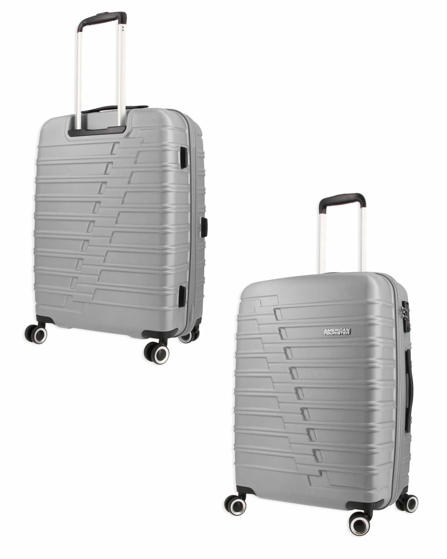 AMERICAN TOURISTER - TROLLEY ARGENTO IN ABS 4 RUOTE CON COMBINAZIONE TSA