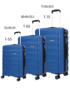 AMERICAN TOURISTER - TROLLEY BLU 4 RUOTE IN ABS CON COMBINAZIONE TSA