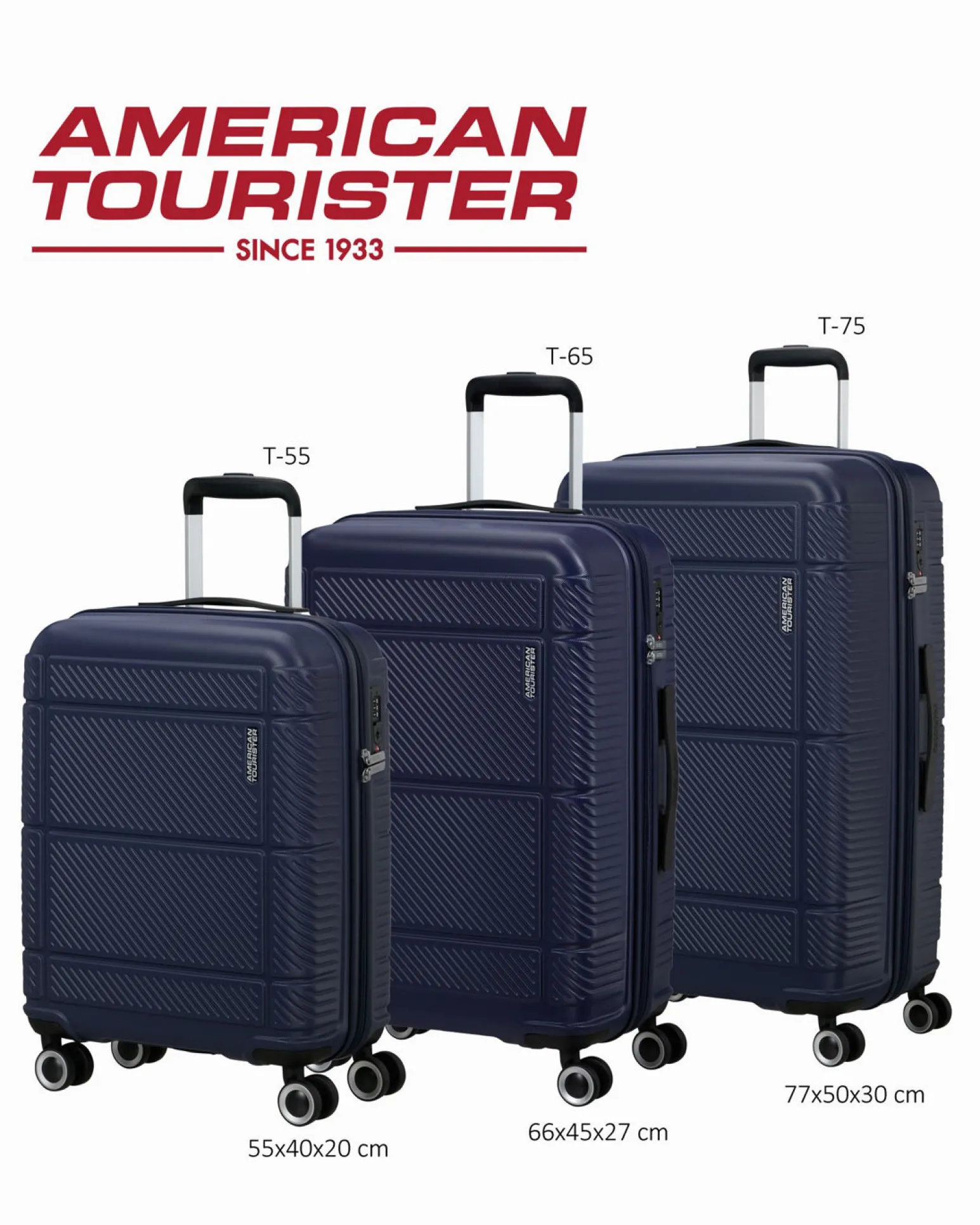 AMERICAN TOURISTER - TROLLEY BLU IN ABS 4 RUOTE CON COMBINAZIONE TSA