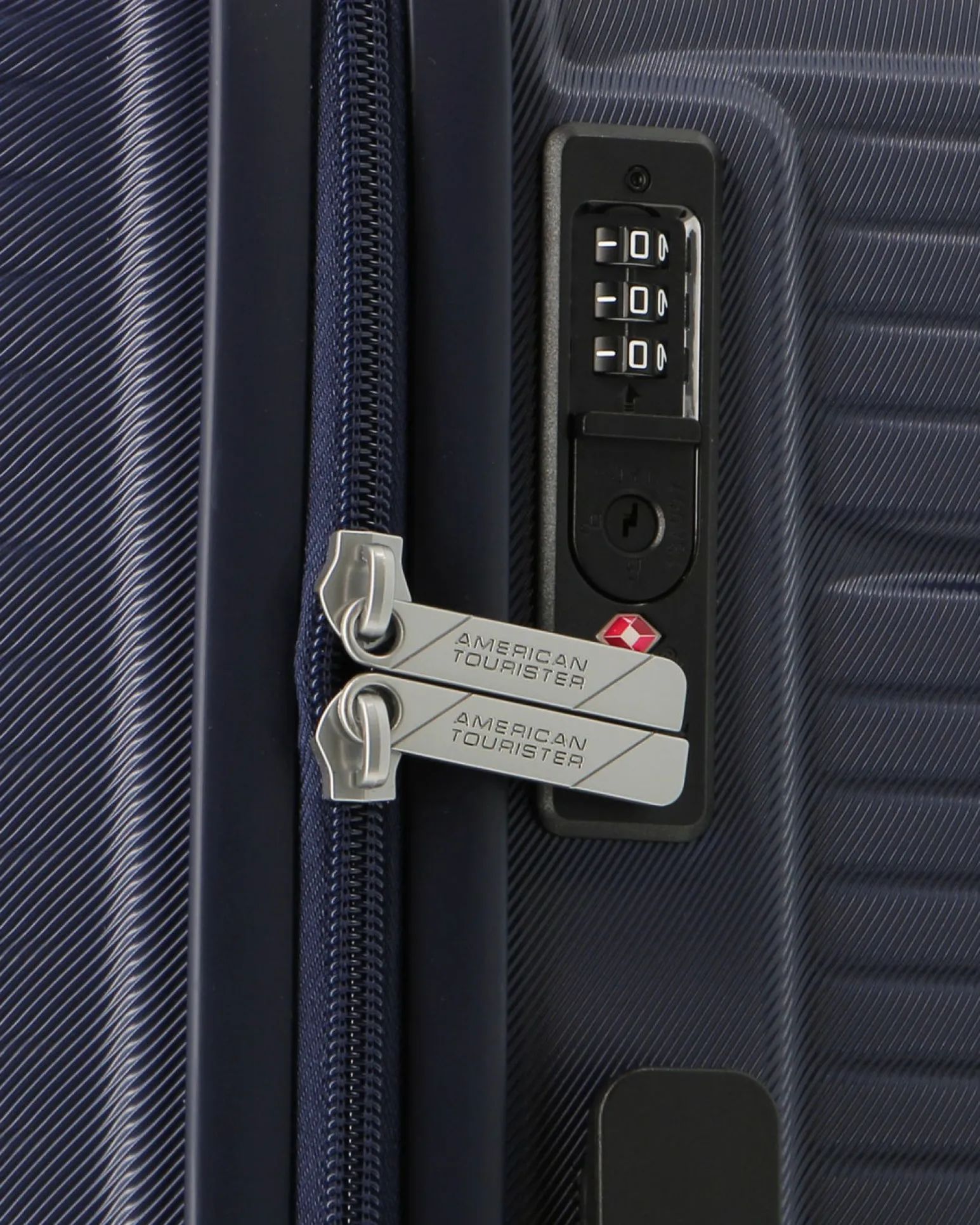 AMERICAN TOURISTER - TROLLEY BLU IN ABS 4 RUOTE CON COMBINAZIONE TSA