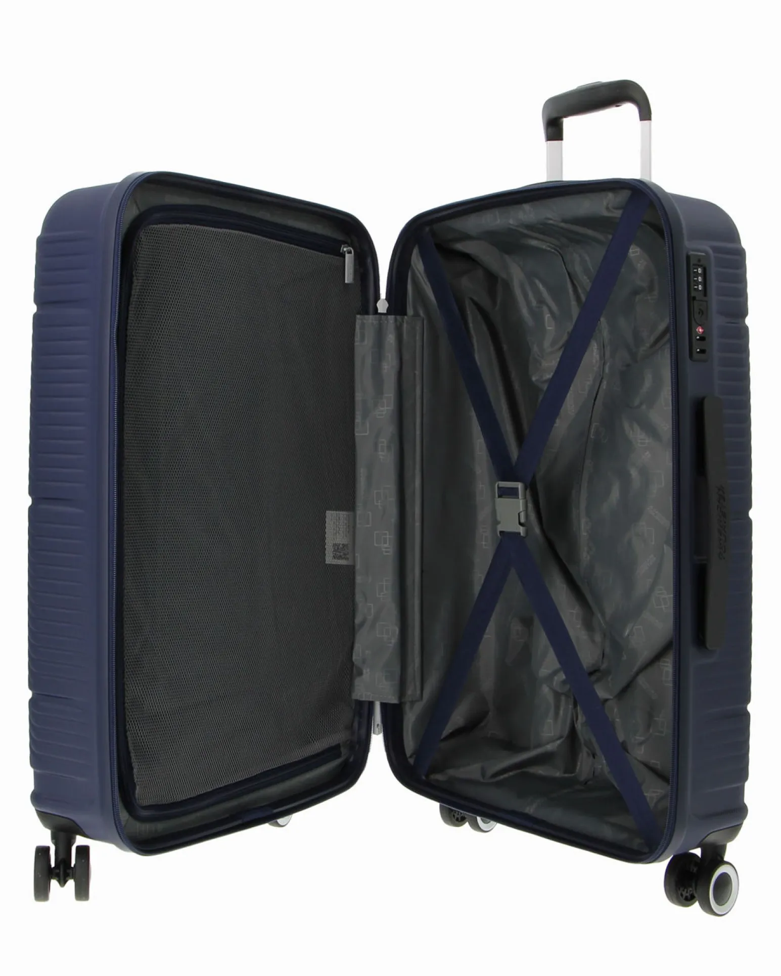 AMERICAN TOURISTER - TROLLEY BLU IN ABS 4 RUOTE CON COMBINAZIONE TSA