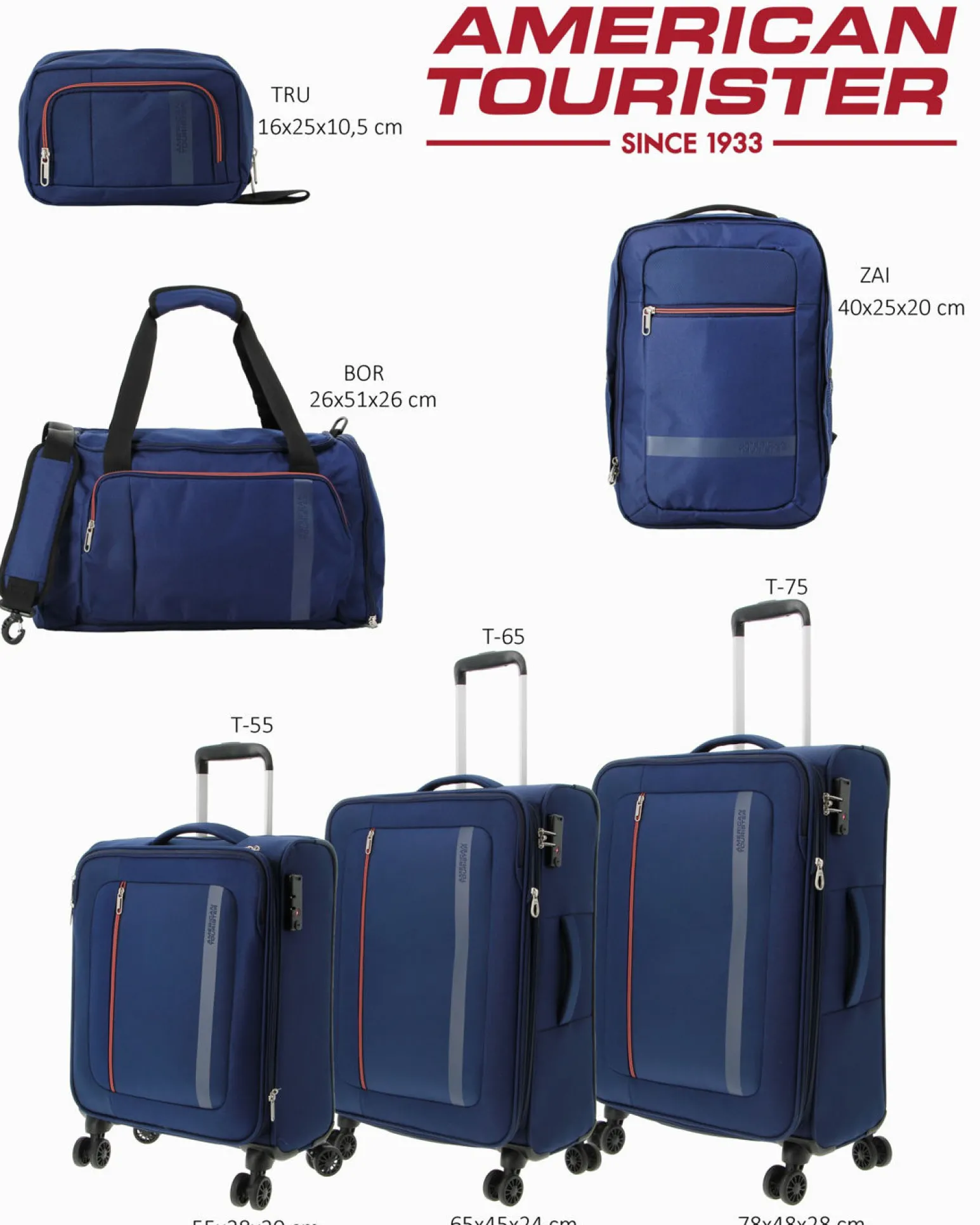 AMERICAN TOURISTER - TROLLEY BLU IN TESSUTO 4 RUOTE CON COMBINAZIONE TSA