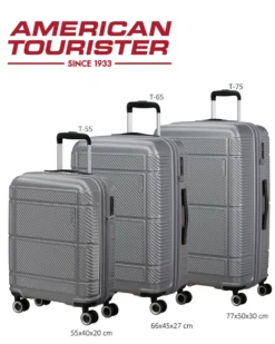 AMERICAN TOURISTER - TROLLEY GRIGIO IN ABS 4 RUOTE CON COMBINAZIONE TSA