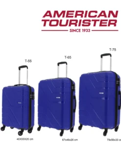 AMERICAN TOURISTER - TROLLEY IN PROPILENE BLU 4 RUOTE CON COMBINAZIONE TSA