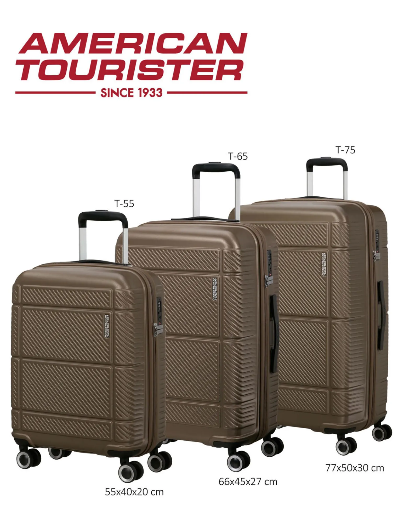 AMERICAN TOURISTER - TROLLEY MARRONE IN ABS 4 RUOTE CON COMBINAZIONE TSA