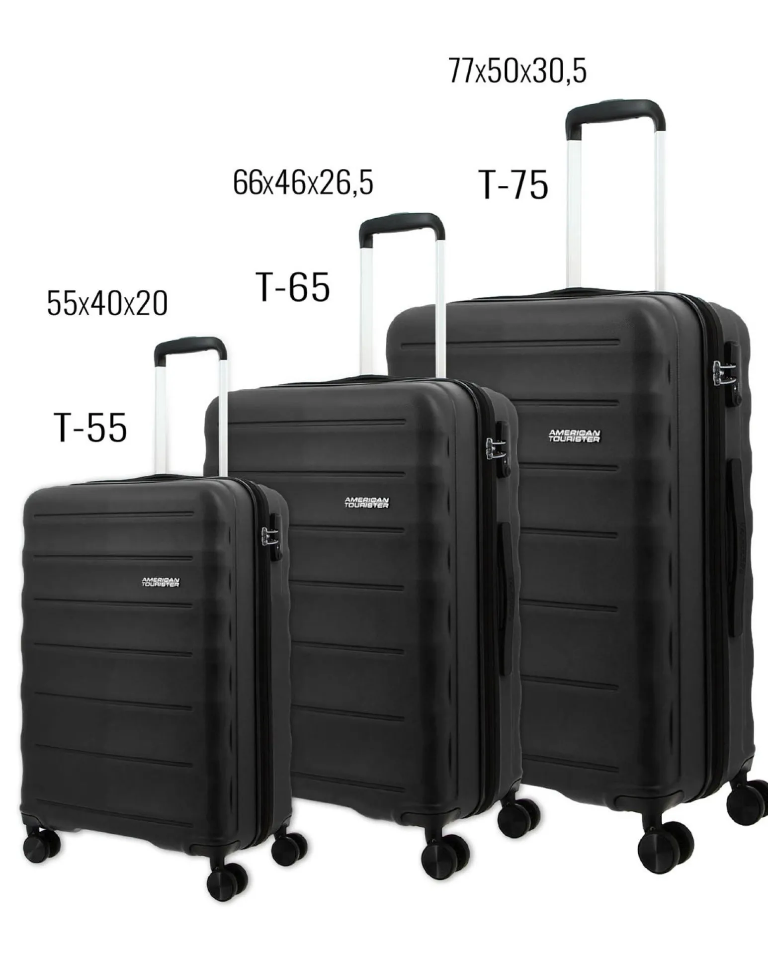 AMERICAN TOURISTER - TROLLEY NERO 4 RUOTE IN ABS CON COMBINAZIONE TSA