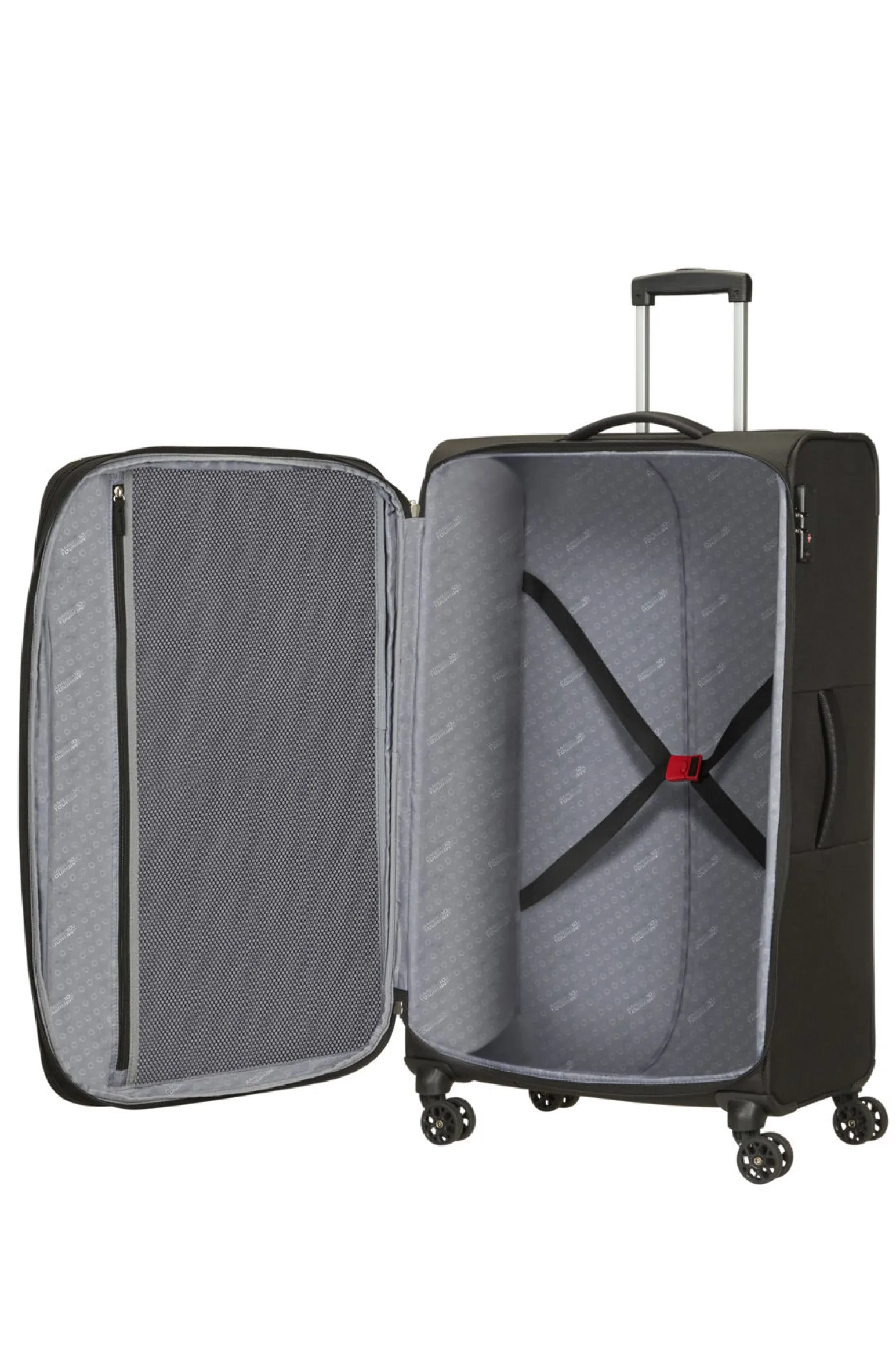 AMERICAN TOURISTER - TROLLEY NERO IN TESSUTO ESPANDIBILE CON COMBINAZIONE TSA