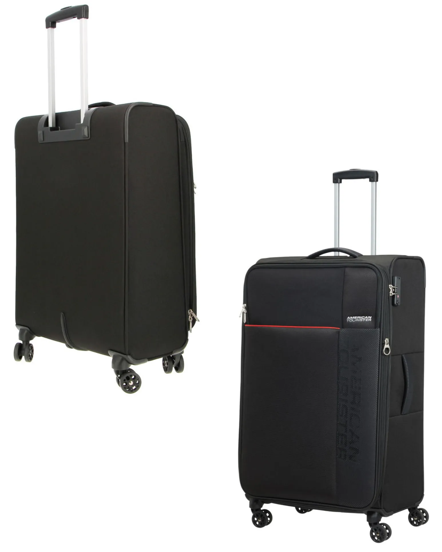 AMERICAN TOURISTER - TROLLEY NERO IN TESSUTO ESPANDIBILE CON COMBINAZIONE TSA