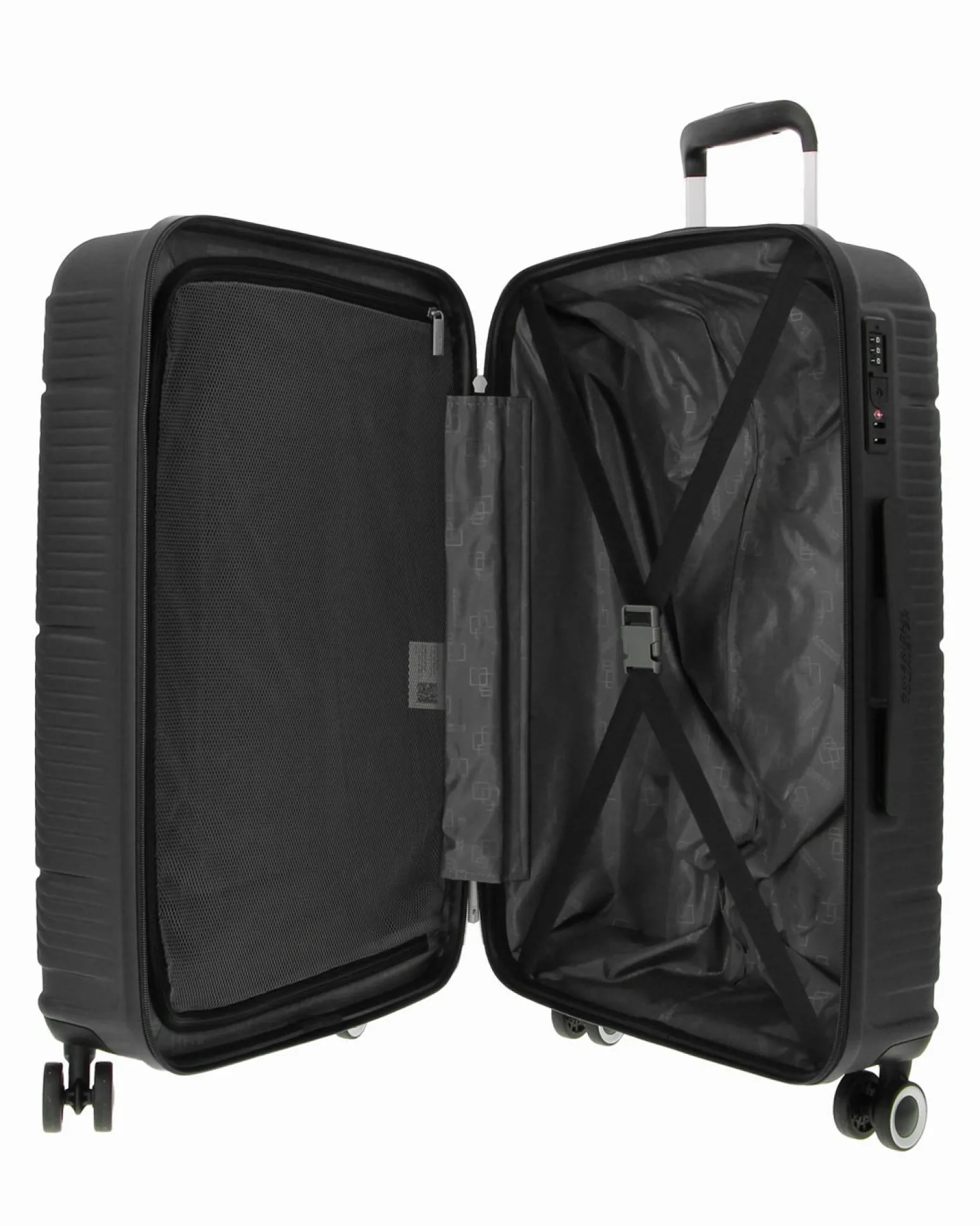 AMERICAN TOURISTER - TROLLEY NERO IN ABS 4 RUOTE CON COMBINAZIONE TSA