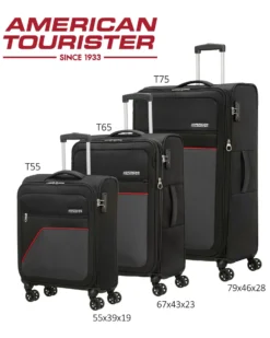 AMERICAN TOURISTER - TROLLEY NERO IN TESSUTO ESPANDIBILE CON LUCCHETTO TSA