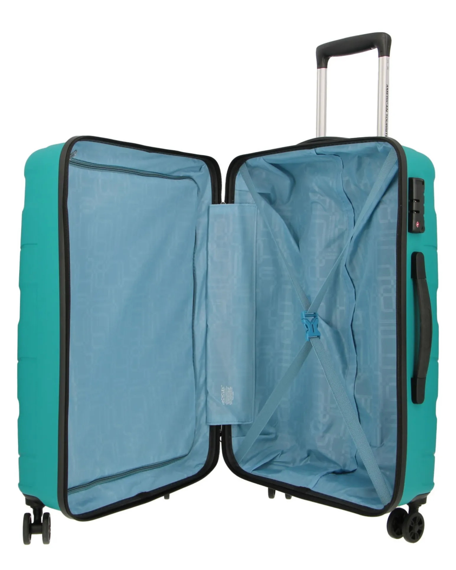AMERICAN TOURISTER - TROLLEY PETROLIO IN ABS 4 RUOTE CON COMBINAZIONE TSA