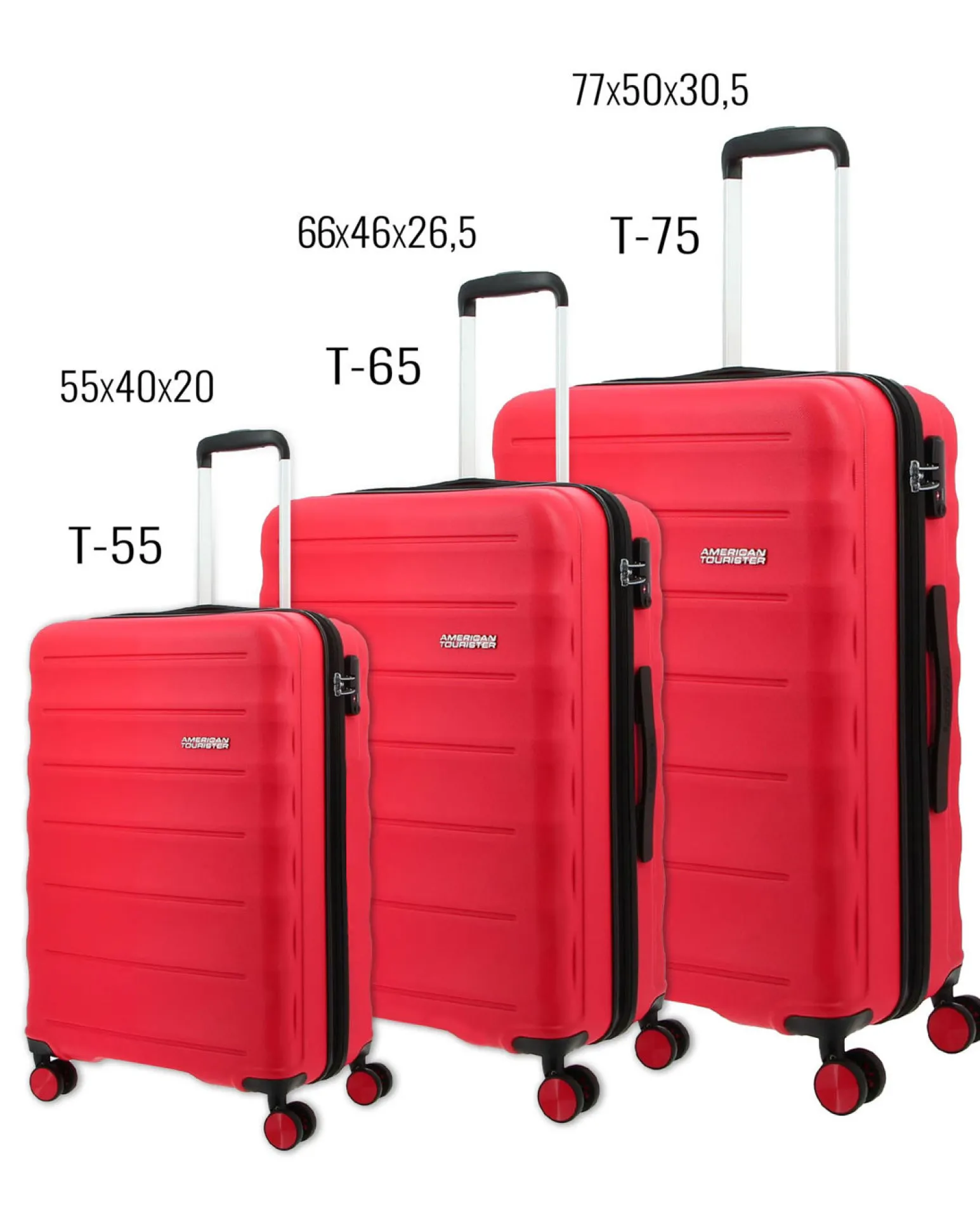 AMERICAN TOURISTER - TROLLEY ROSSO 4 RUOTE IN ABS CON COMBINAZIONE TSA