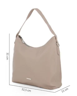 ANNES NICOLE - Borsa sacca taupe con tasca posteriore, tracolla removibile