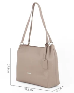 ANNES NICOLE - Borsa sacca taupe con ciondolo removibile