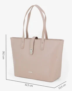 ANNES NICOLE - Borsa shopping tortora con pattina con chiusura a girello