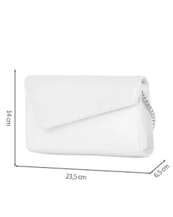 ANNES NICOLE - Pochette bianca con inserti in vernice e patta, MADE IN ITALY