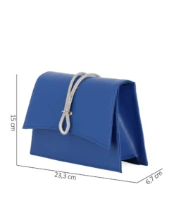 ANNES NICOLE - Pochette blu elettrico con cinturino in strass sulla patta, MADE IN ITALY