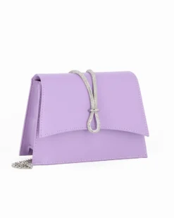 ANNES NICOLE - Pochette lilla con cinturino in strass sulla patta, MADE IN ITALY