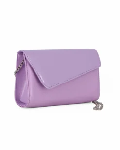 ANNES NICOLE - Pochette lilla con patta in vernice, MADE IN ITALY