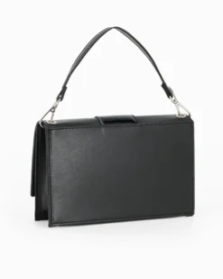 ANNES NICOLE - Pochette nera con patta e tracolla a catenina