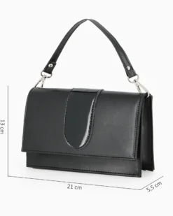 ANNES NICOLE - Pochette nera con patta e tracolla a catenina
