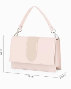 ANNES NICOLE - Pochette nude con patta e tracolla a catenina
