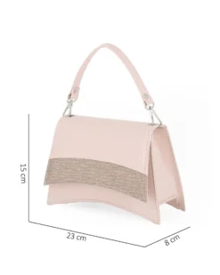 ANNES NICOLE - Pochette nude con un manico e fascia in lurex sulla patta MADE IN ITALY