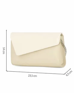 ANNES NICOLE - Pochette panna con patta in vernice, MADE IN ITALY
