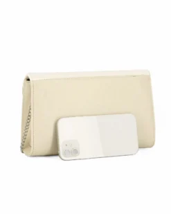 ANNES NICOLE - Pochette panna con patta in vernice, MADE IN ITALY