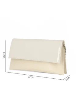 ANNES NICOLE - Pochette panna con due scomparti interni e patta in vernice, MADE IN ITALY