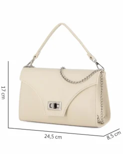 ANNES NICOLE - Pochette panna un manico con patta e chiusura a girello, MADE IN ITALY