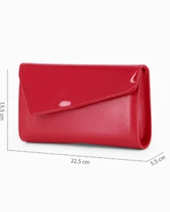 ANNES NICOLE - Pochette rossa con patta in vernice, MADE IN ITALY