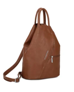ANNES NICOLE - Zaino marrone due manici con doppia tasca frontale e spalline regolabili con zip