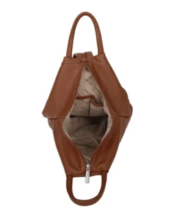 ANNES NICOLE - Zaino marrone due manici con doppia tasca frontale e spalline regolabili con zip