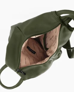 ANNES NICOLE - Zaino verde due manici con doppia tasca frontale e spalline regolabili con zip