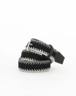 ARMATA DI MARE-Cinta uomo nera e grigia, intrecciata ed elasticizzata