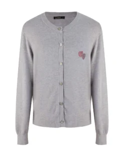 BACHATA - Cardigan manica lunga grigio con bottoni da donna