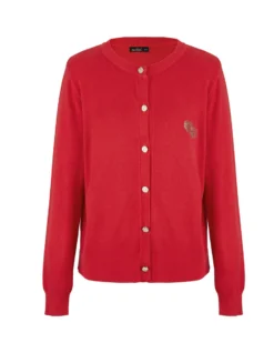 BACHATA - Cardigan manica lunga rosso con bottoni da donna