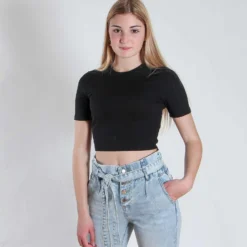 BACHATA - CROP TOP COSTINA MANICA CORTA