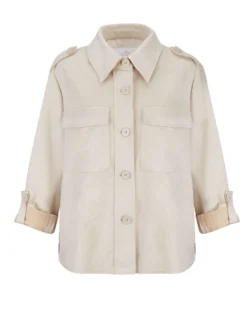 BACHATA - Giacca a camicia scamosciata beige da donna con tasche