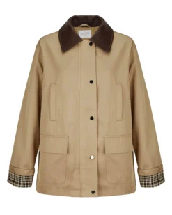 BACHATA - Giacca beige con tasche con colletto a contrasto