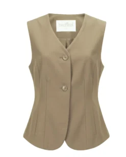 BACHATA - Gilet beige con bottoni